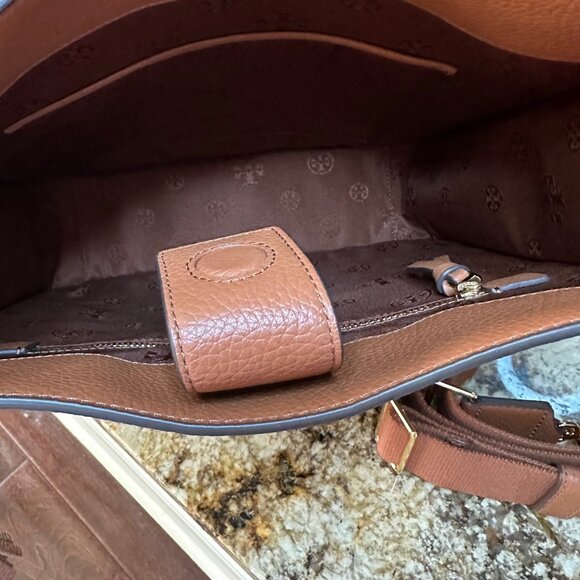 New Tory Burch Thea Web Large Shoulder / Crossbody Bag - Classic Tan - Picture 7 of 8